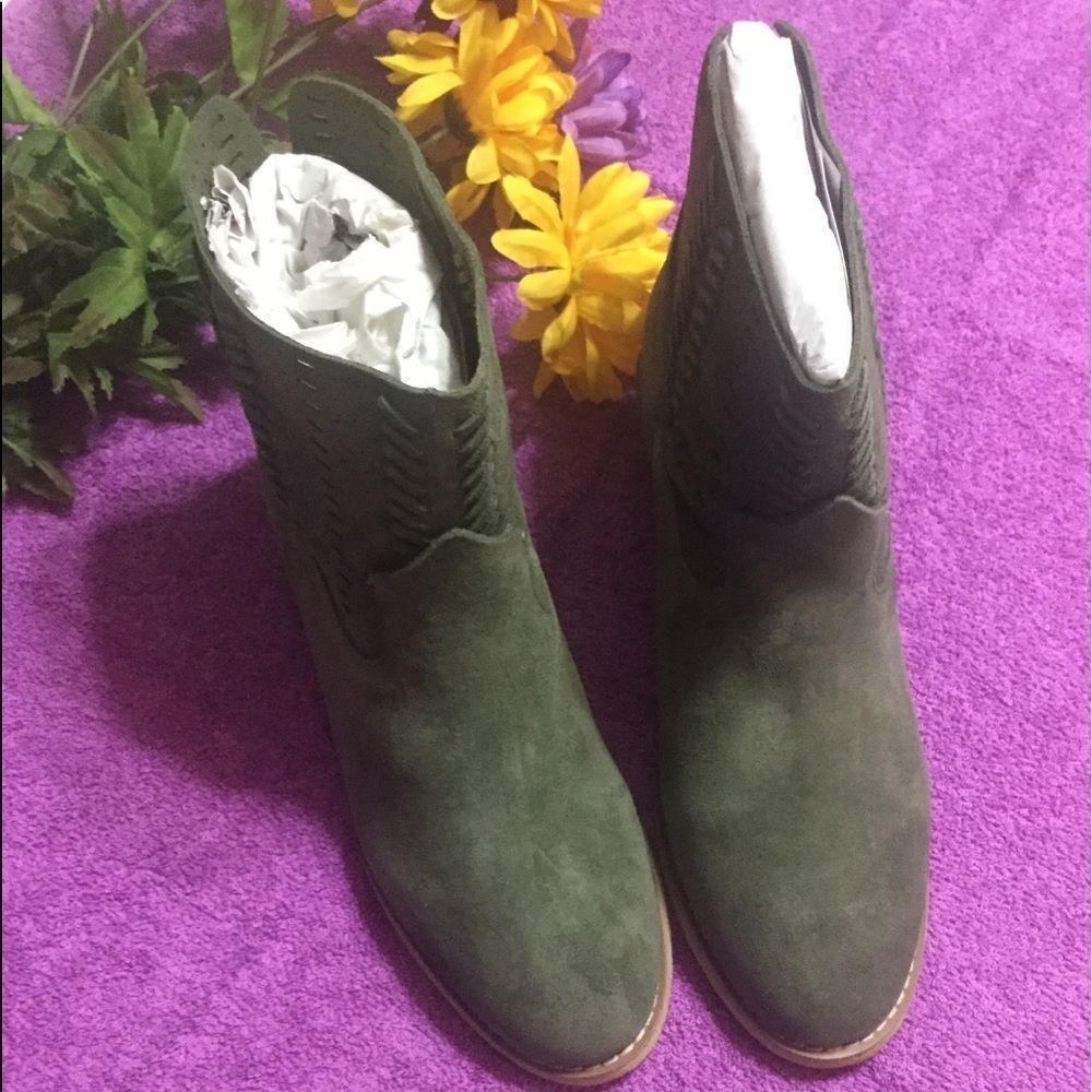 Coldwater Creek Cypress Green Suede Bootie.